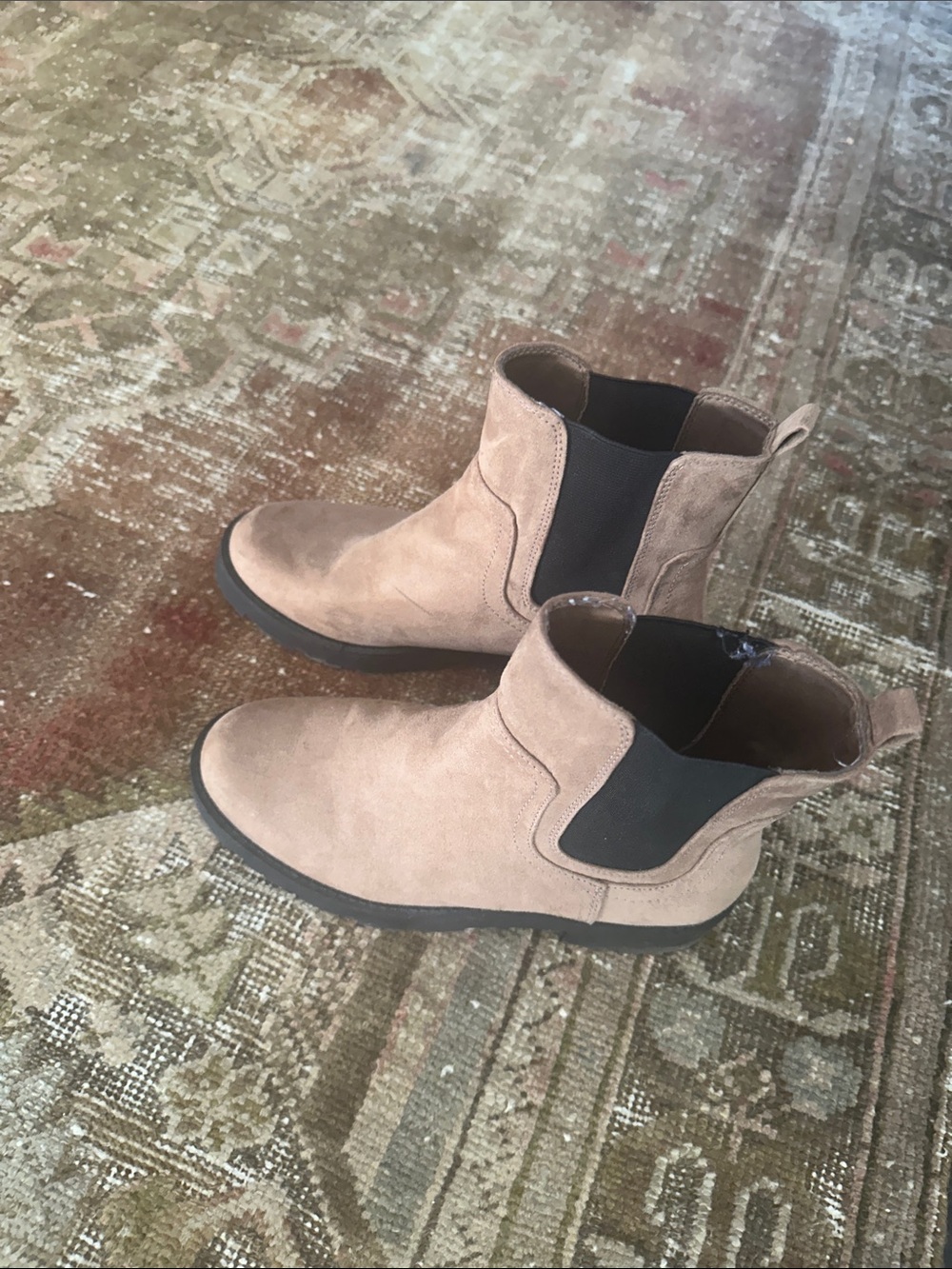 Old Navy Tan Suede Chelsea Ankle Boots